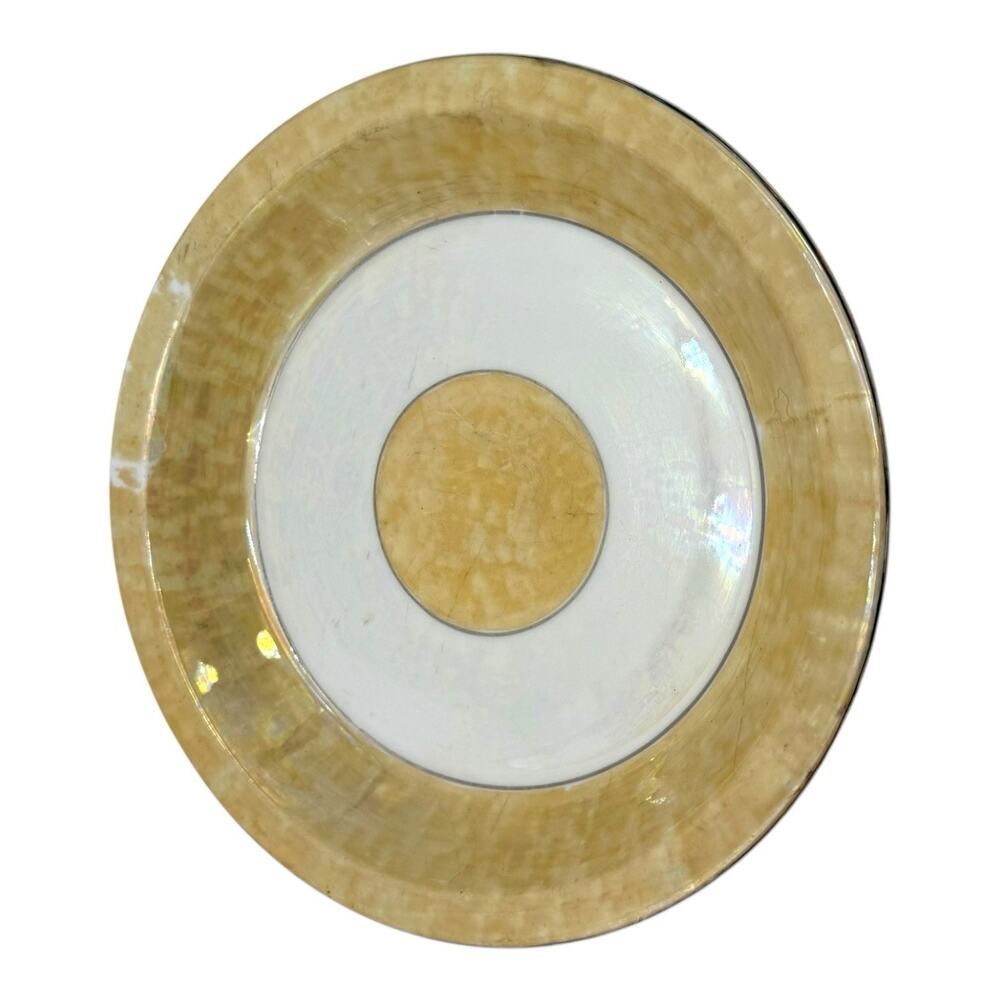 Vtg Art Deco Fraunfelter Royal Rochester Ohio Lusterware Pie Baking Dish Plate